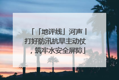 「地评线」河声丨打好防汛抗旱主动仗，筑牢水安全屏障