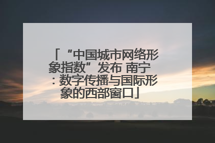 “中国城市网络形象指数”发布 南宁：数字传播与国际形象的西部窗口