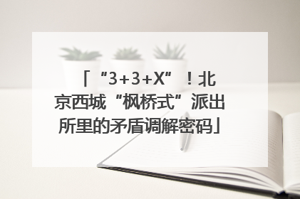 “3+3+X”！北京西城“枫桥式”派出所里的矛盾调解密码