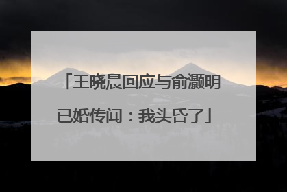 王晓晨回应与俞灏明已婚传闻：我头昏了