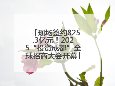 现场签约825.3亿元！2025“投资成都”全球招商大会开幕