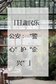 甘肃民乐公安：“警心”护“企兴”