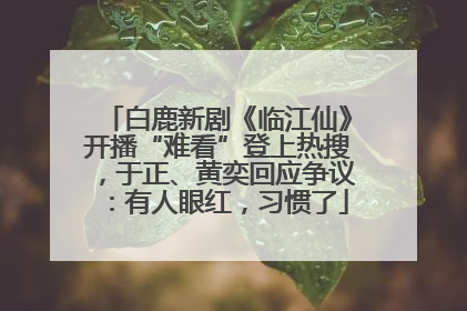 白鹿新剧《临江仙》开播“难看”登上热搜，于正、黄奕回应争议：有人眼红，习惯了