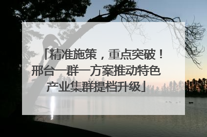 精准施策，重点突破！邢台一群一方案推动特色产业集群提档升级