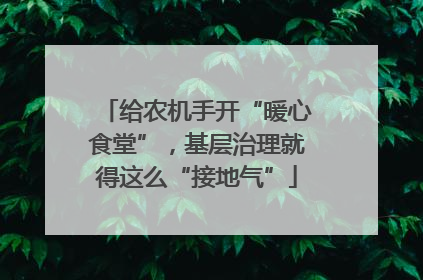 给农机手开“暖心食堂”，基层治理就得这么“接地气”