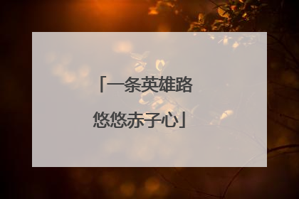 一条英雄路 悠悠赤子心