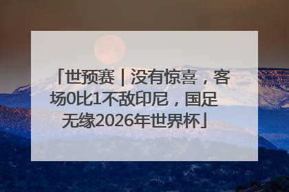 世预赛｜没有惊喜，客场0比1不敌印尼，国足无缘2026年世界杯