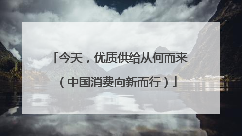 今天，优质供给从何而来（中国消费向新而行）