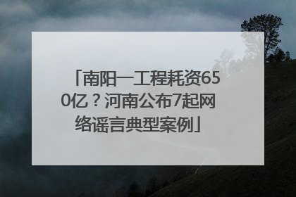 南阳一工程耗资650亿？河南公布7起网络谣言典型案例