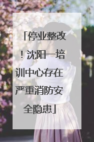 停业整改！沈阳一培训中心存在严重消防安全隐患