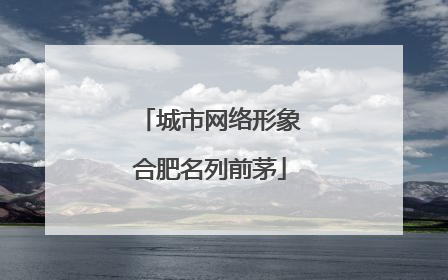 城市网络形象合肥名列前茅