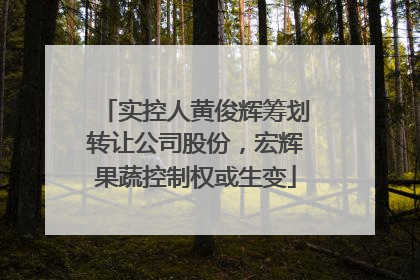 实控人黄俊辉筹划转让公司股份，宏辉果蔬控制权或生变