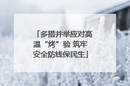 多措并举应对高温“烤”验 筑牢安全防线保民生