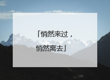 悄然来过，悄然离去
