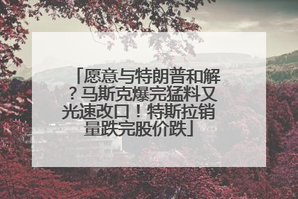 愿意与特朗普和解？马斯克爆完猛料又光速改口！特斯拉销量跌完股价跌