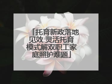 托育新政落地见效 灵活托育模式解双职工家庭照护难题