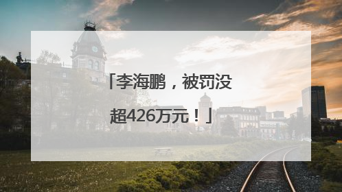 李海鹏，被罚没超426万元！