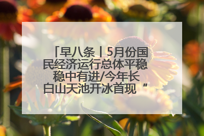早八条丨5月份国民经济运行总体平稳 稳中有进/今年长白山天池开冰首现“文武双全”奇观