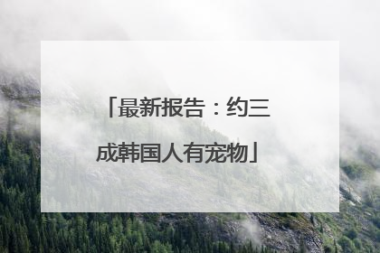 最新报告：约三成韩国人有宠物