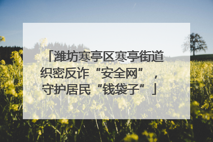 潍坊寒亭区寒亭街道织密反诈“安全网”，守护居民“钱袋子”