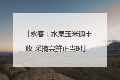 永春：水果玉米迎丰收 采摘尝鲜正当时