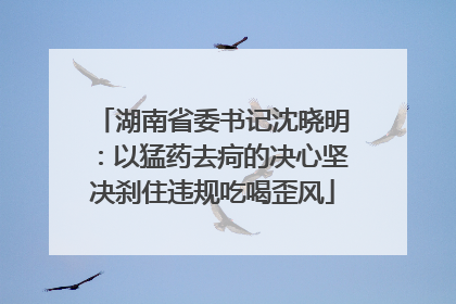 湖南省委书记沈晓明：以猛药去疴的决心坚决刹住违规吃喝歪风