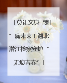 莫让文身“刺”痛未来！湖北潜江检察守护“无痕青春”