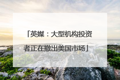 英媒：大型机构投资者正在撤出美国市场