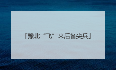 豫北“飞”来后备尖兵