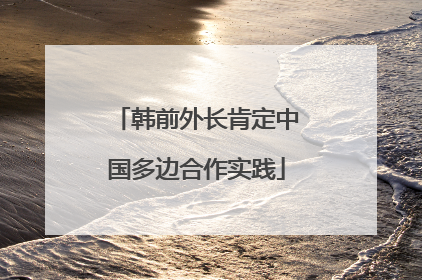 韩前外长肯定中国多边合作实践